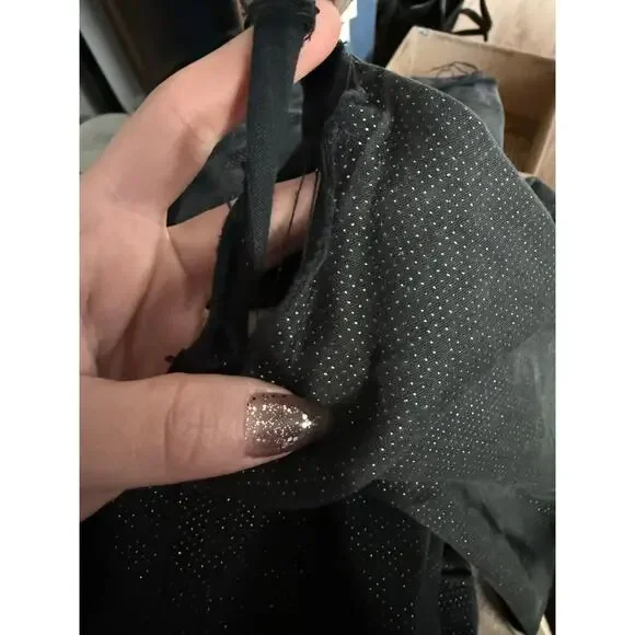 RTA dark navy black sparkle cotton velvet Kiki flare crop cropped jeans pants - Picture 12 of 12